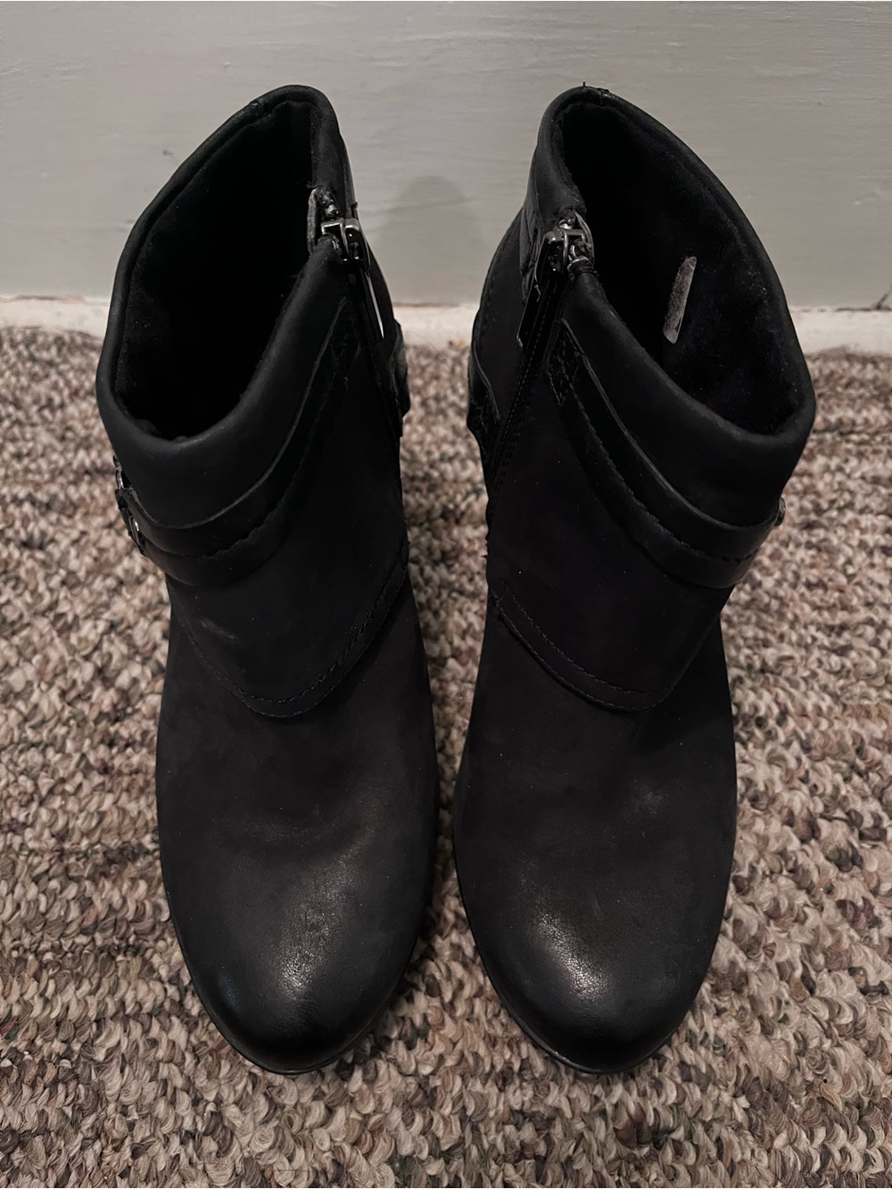 Clark’s Indigo Black Women's Heeled Ankle Boots Booties w Decorative Harness 6.5 - Picture 5 of 11